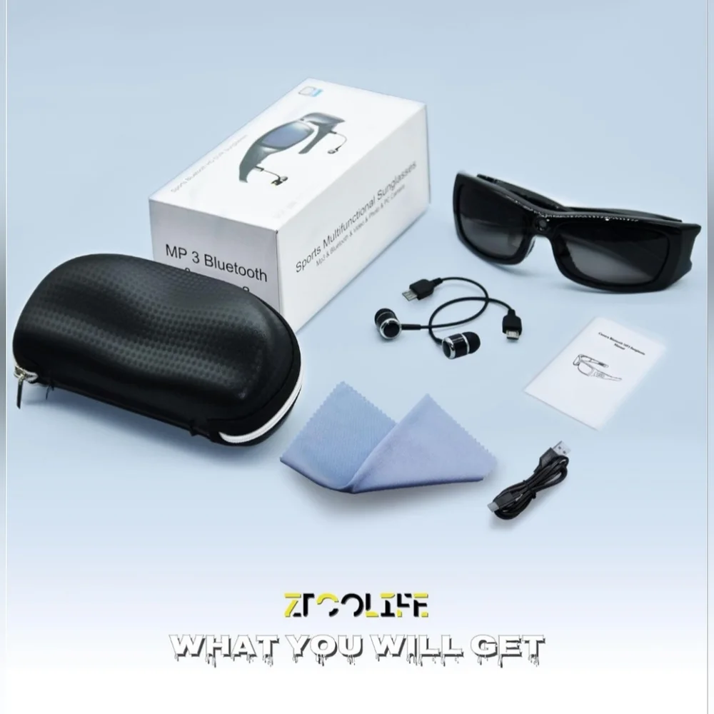 Video Glasses with Bluetooth, HD 1080P Video Glasses with Polarized UV400 Lens